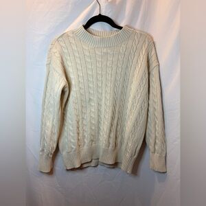GAP Cream Cable Knit Crewneck Sweater